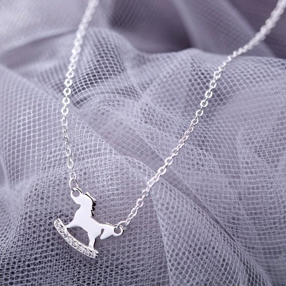 NEW 925 Sterling Silver Diamond Horse Necklace - Picture 13 of 14